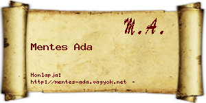 Mentes Ada névjegykártya